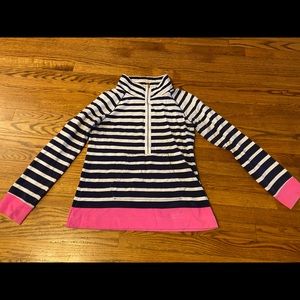 Lilly Pulitzer navy, white pink striped popover